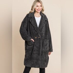Women's Charcoal Gray Teddy Coat